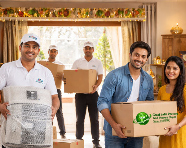 Packers and movers in Rudrapur carrying household goods and cartons during shifting